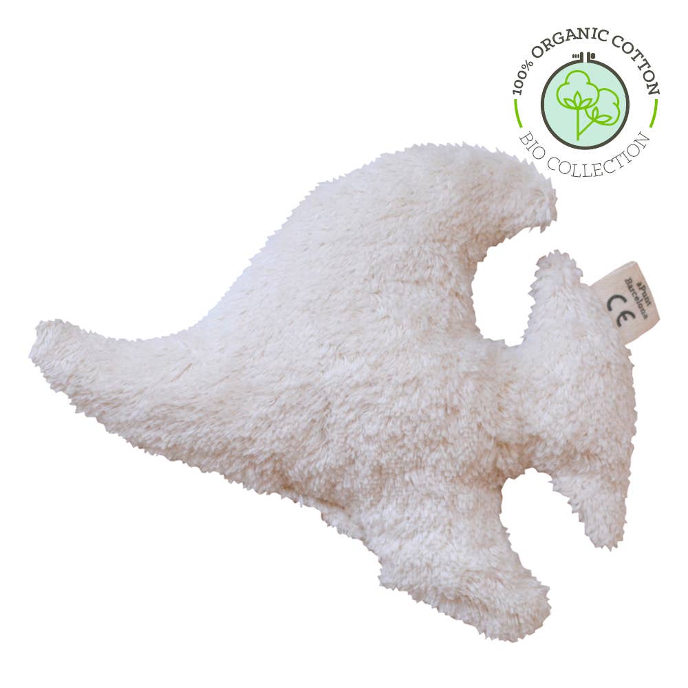 Organic cotton baby rattle in fish shape, soft plush back