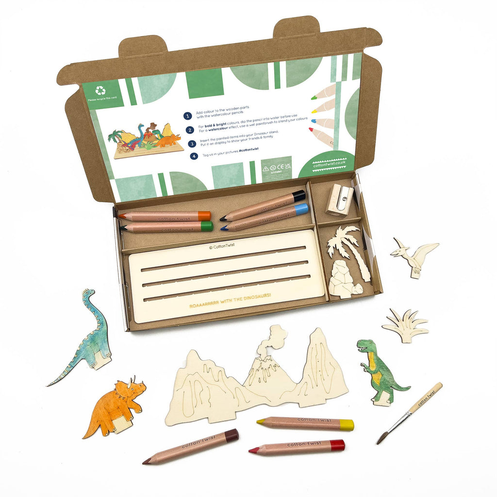 Dinosaur craft kit contents in packaging