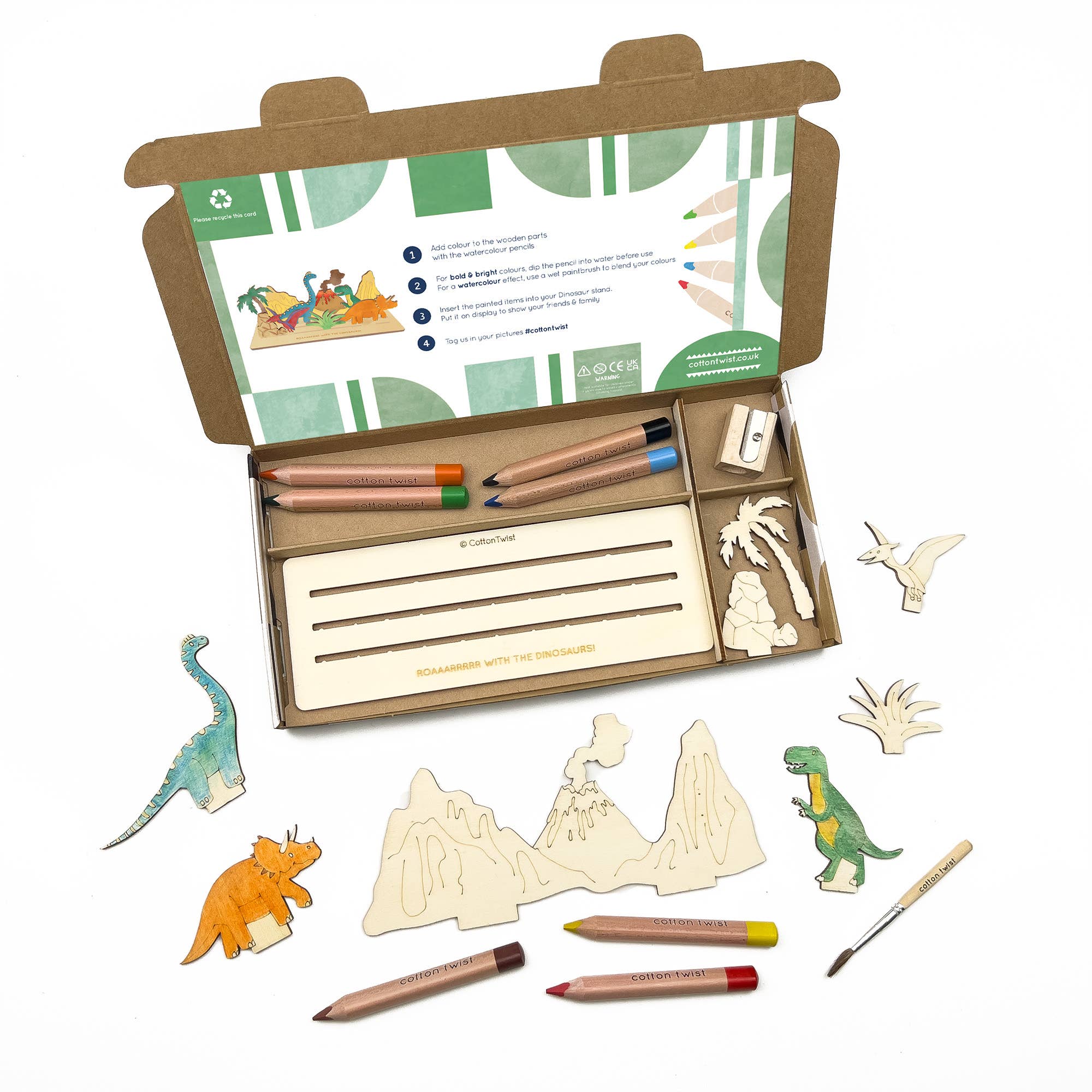 Dinosaur craft kit contents in packaging