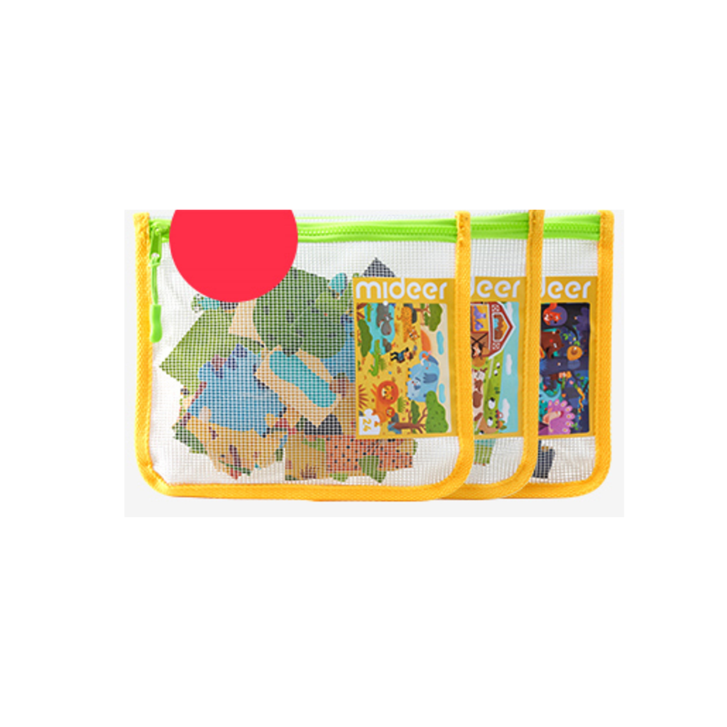 Zippered pouches with puzzle pieces from Mideer set