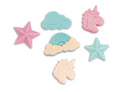 Unicorn soap kit finished soaps: stars, clouds, and unicorn shapes