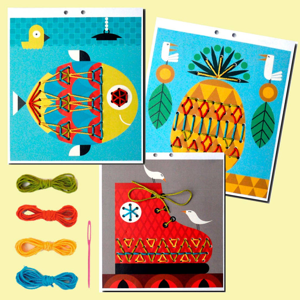 Embroidery templates: pineapple, fish, and boot designs