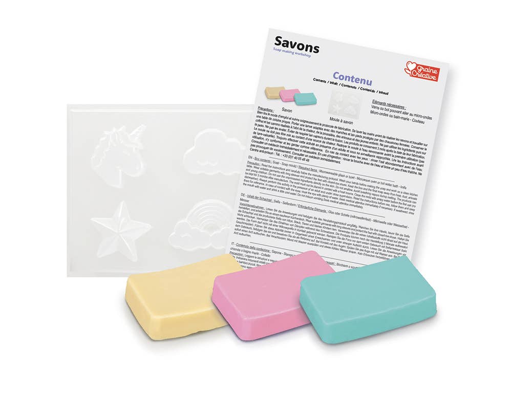 Unicorn soap kit molds and soap bars