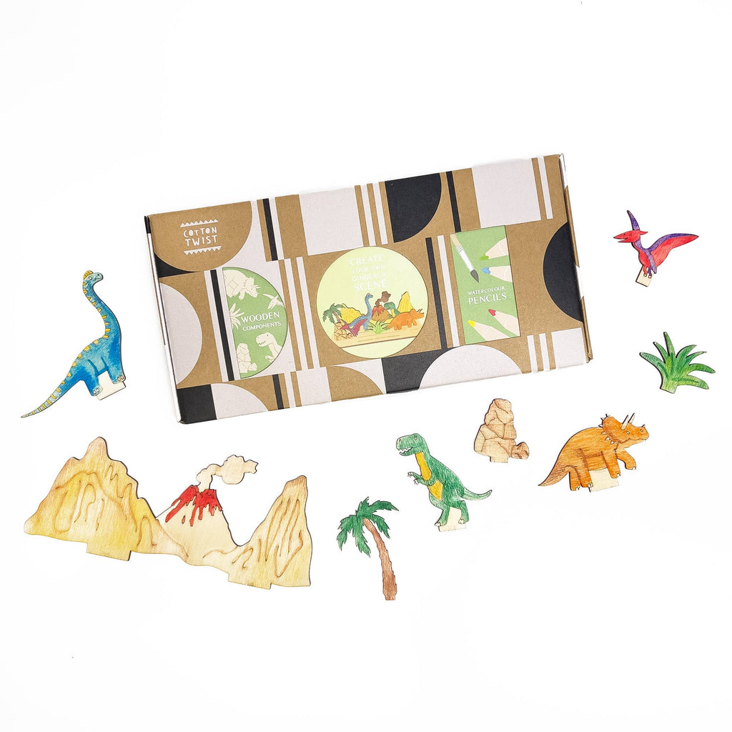 Unpainted wooden dinosaur cut-outs for craft kit
